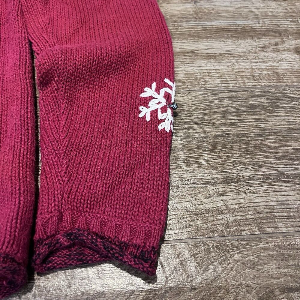 Mandal Bay Snowman Sweater Women’s Large Beaded Embroidered Snowman Mittens Zip - Picture 8 of 16